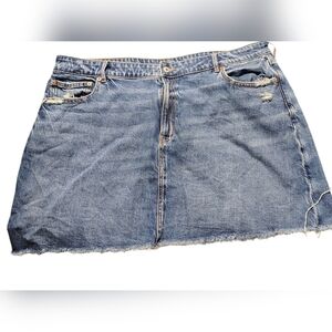 American Eagle Outfitters Blue Distressed Denim Mini Skirt